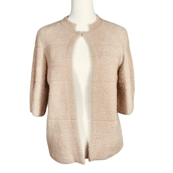 Chico's Blush Cream Half-Sleeve Open Cardigan Jacket Lady Coat Size 1/M Soft - Picture 1 of 12